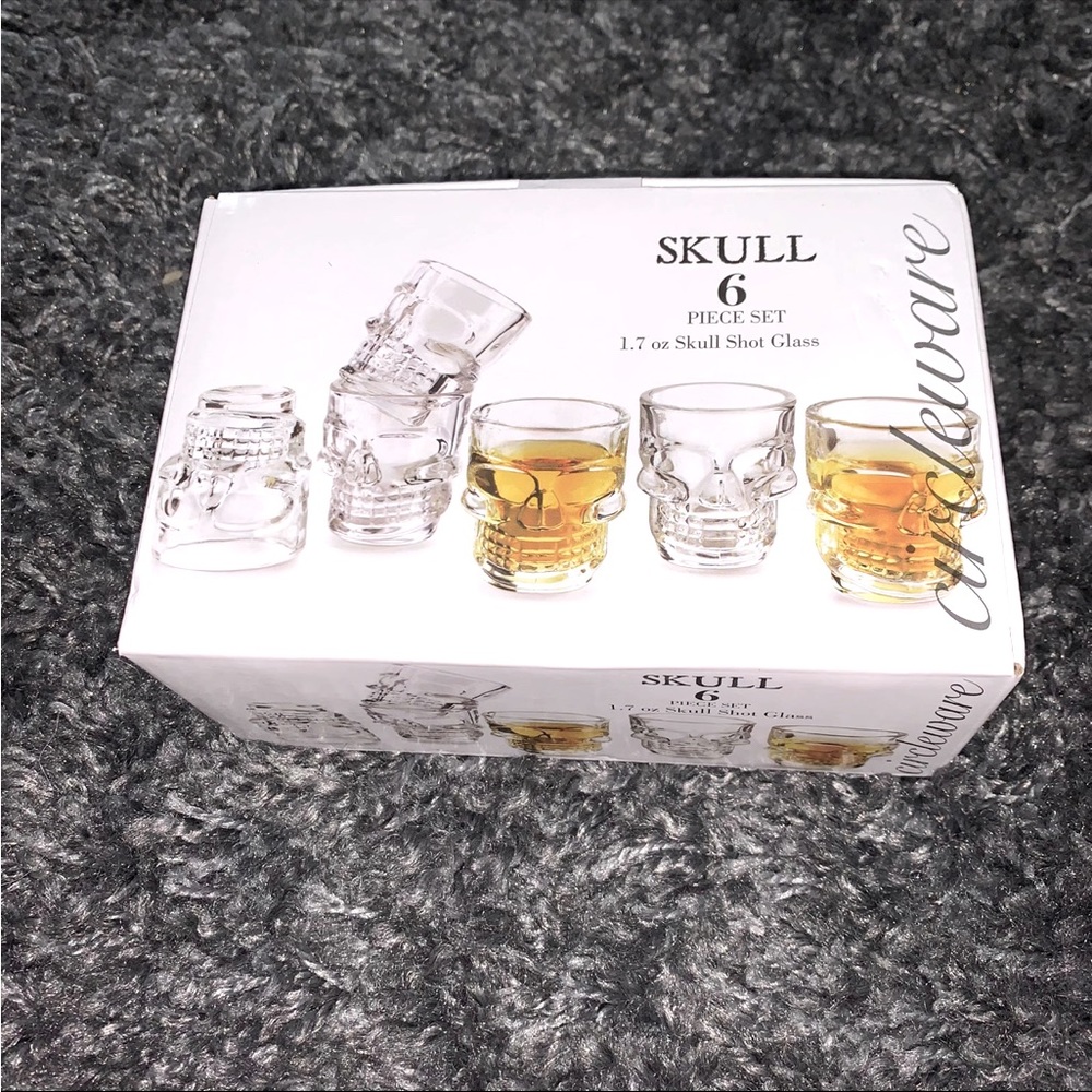 Halloween 6 Piece Set Skull Glass Shot Glasses